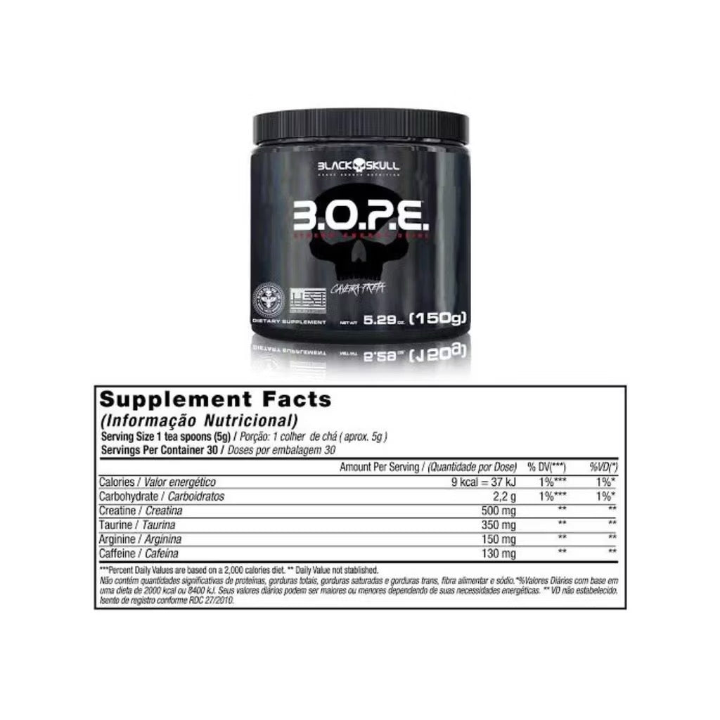 Kit Suplemento Combo Whey Turbo 907g + Creatina 150g + Pre Treino B.O.P.E 150g Bope + Coqueteleira - Black Skull
