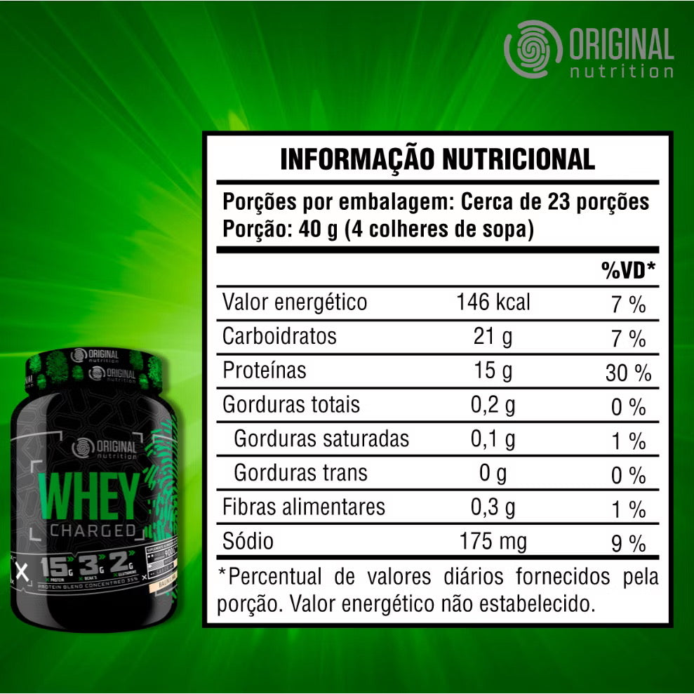 Kit Whey Charged ON + Bcaa + Glutamina + Creatina + Shaker