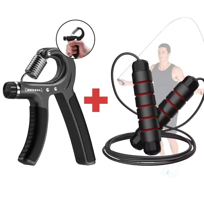Kit Aderência de Mão Hand Grip Flexor +Corda de Pular Crossfit Profissional Ajustavel