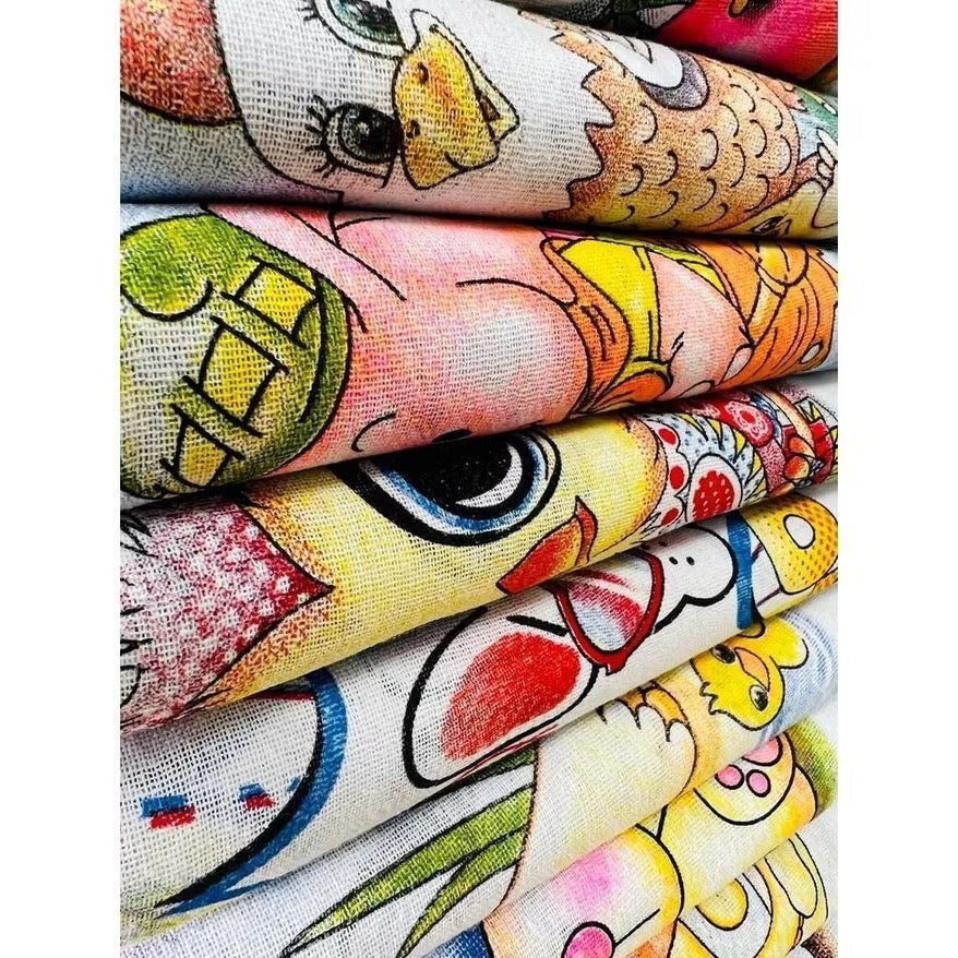 Pano De Prato Estampado Bainha Kit Com 10 Peças