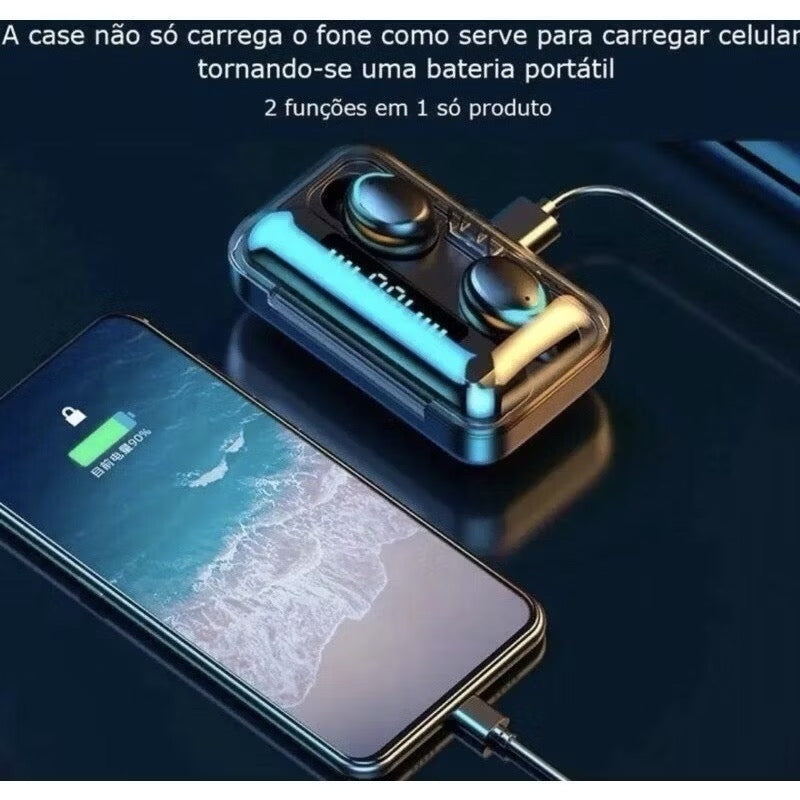 Fone De Ouvido bluetooth 5.1 Sem Fio tws Estéreo Com Pod Carregador Power Bank