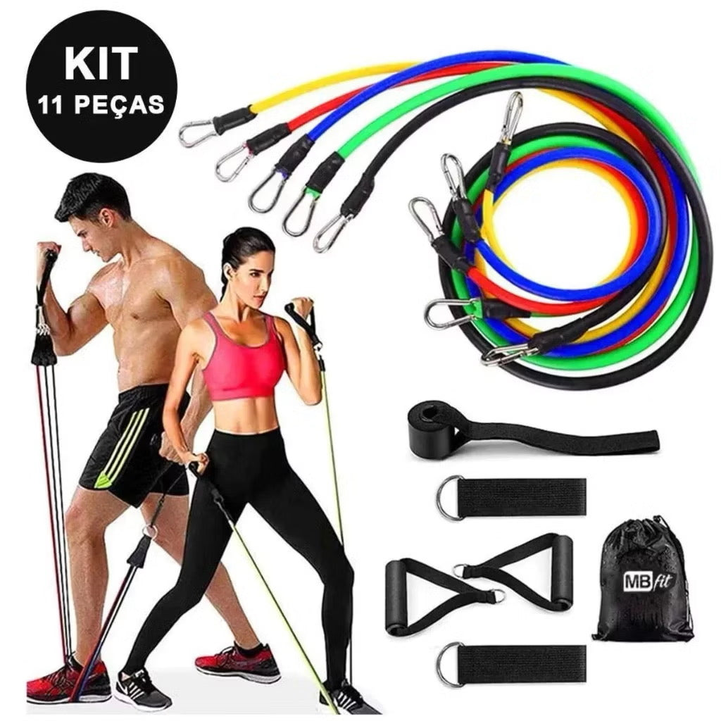 Kit 11 Power Tube Elástico Musculação Crossfit pilates yoga fitness Corda Funcional BEAUTY BEAUTY