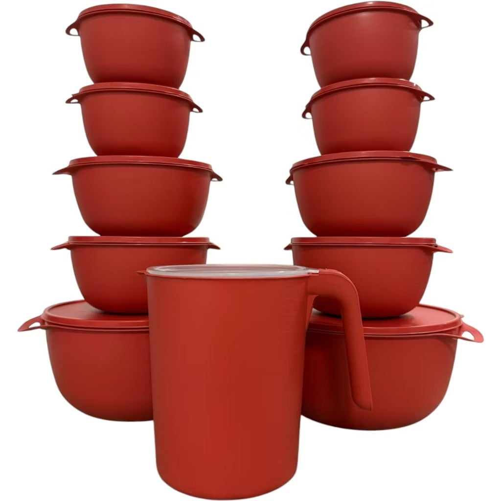 Conjunto Bowl Pote Plástico Redondo 10 peças + 1 Jarra