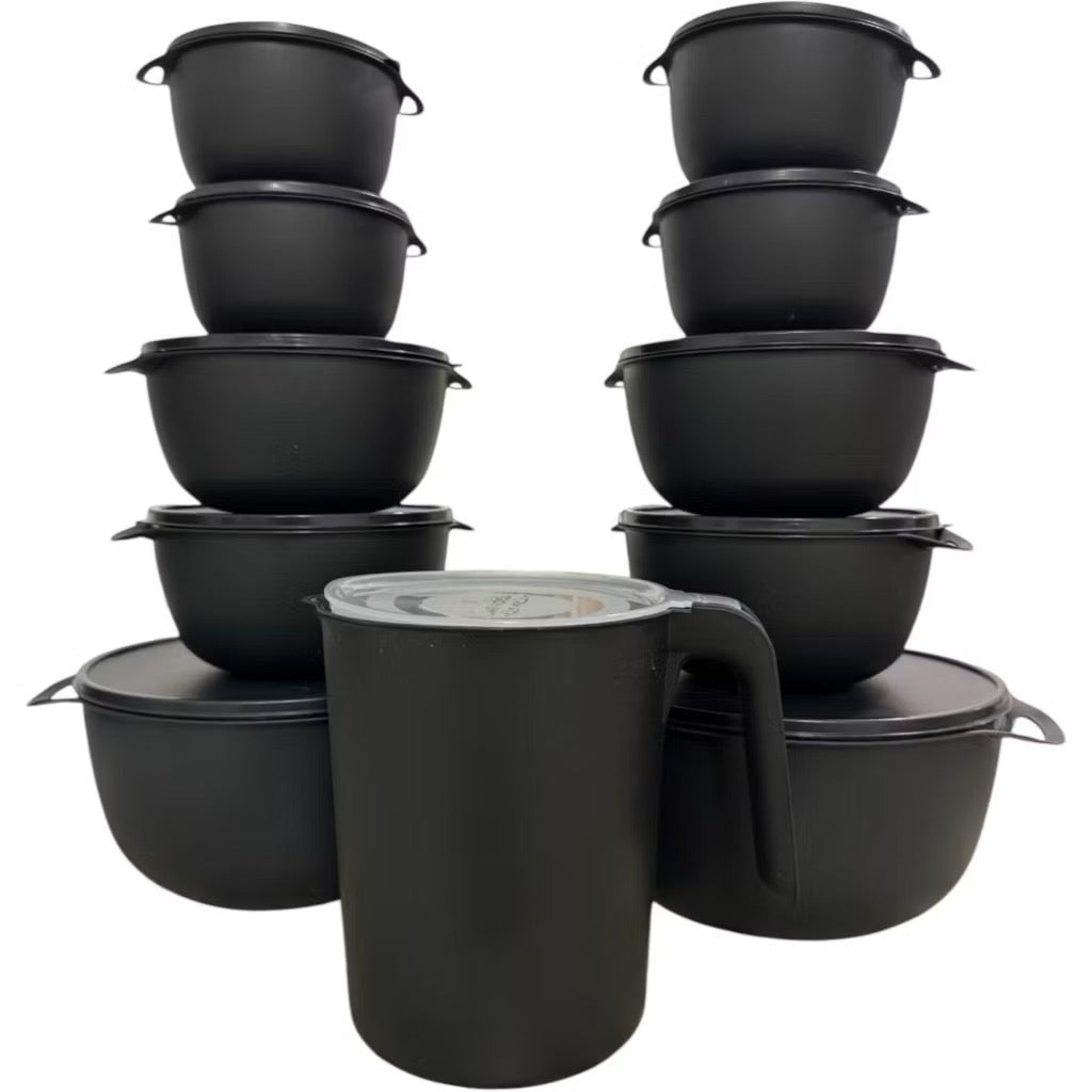 Conjunto Bowl Pote Plástico Redondo 10 peças + 1 Jarra