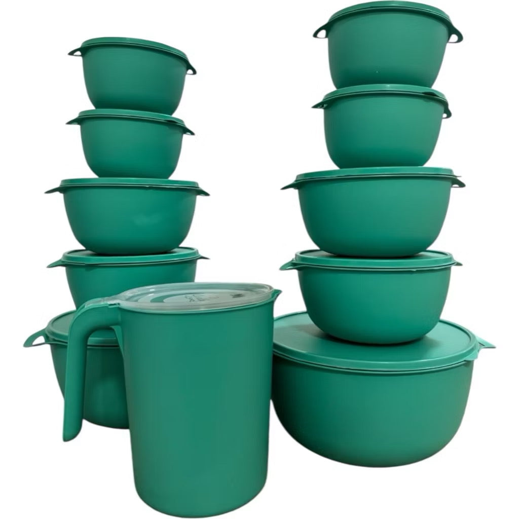 Conjunto Bowl Pote Plástico Redondo 10 peças + 1 Jarra