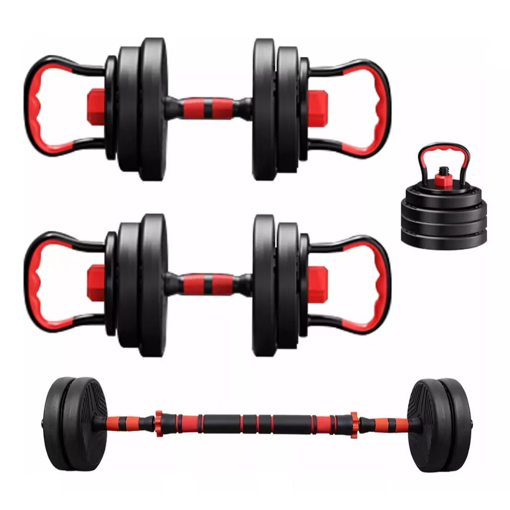 Conjunto de halteres 6 em 1 para homens, ajustável, 15 kg, conjunto de barras de ginástica em PVC com kettlebell