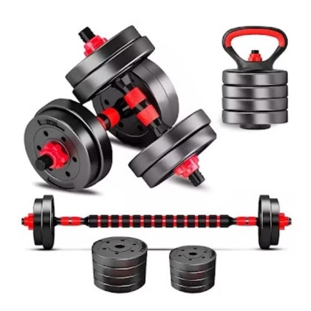 Conjunto de halteres 6 em 1 para homens, ajustável, 15 kg, conjunto de barras de ginástica em PVC com kettlebell