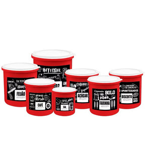 Kit 7 Potes de Mantimentos Herméticos para Cozinha - Linha Frases