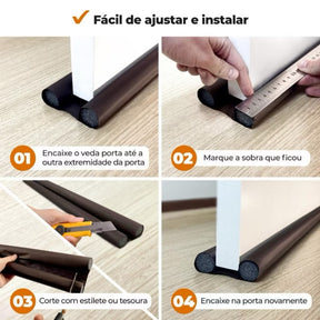 Protetor Rolinho Veda Porta Impermeável 80 cm sem Costura Preto