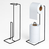Suporte Porta Papel Higiênico de Chão pra Banheiro 3 Rolos Aramado Preto