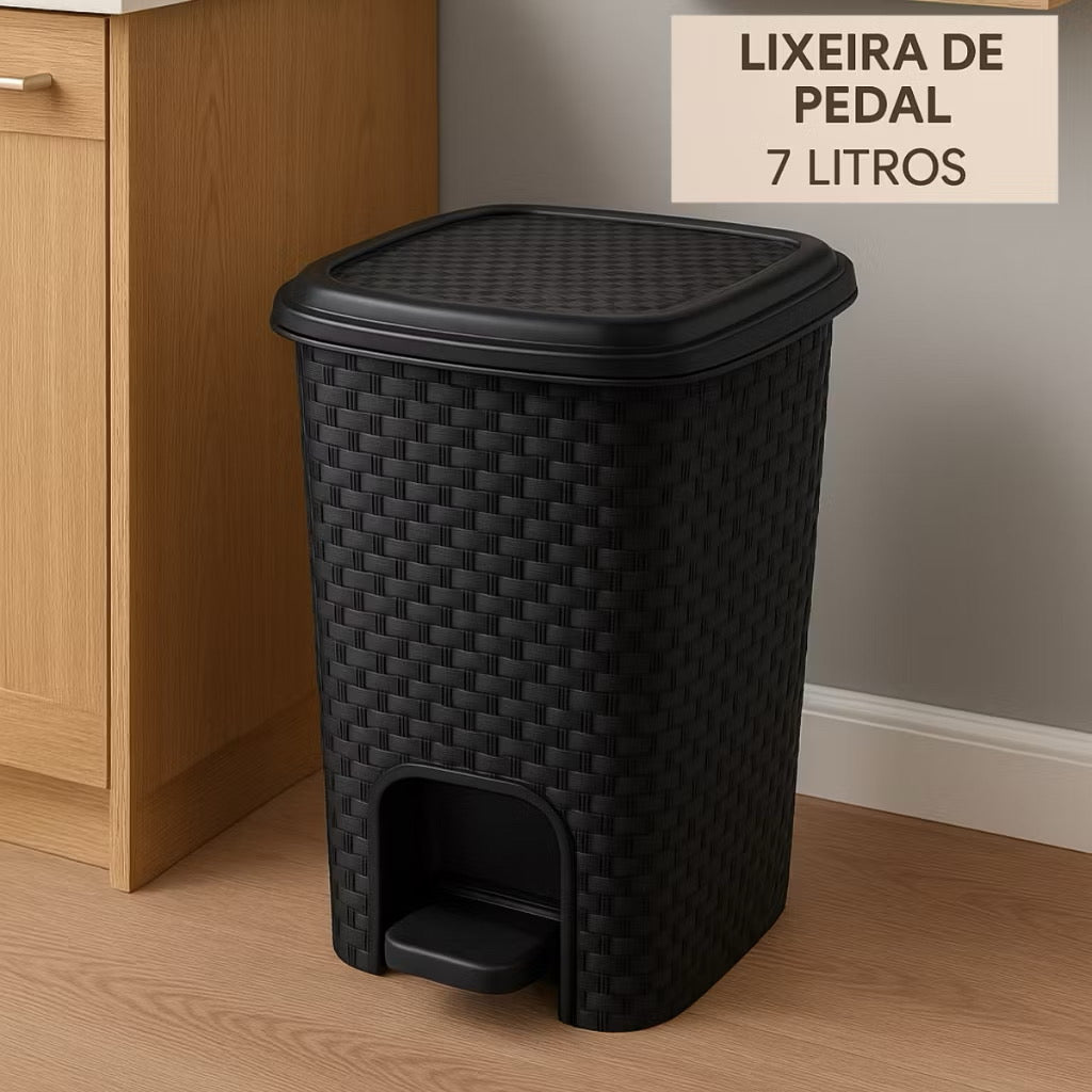 Kit Até 02 Lixeira Banheiro Pedal 7 Litros Plástico Cesto Escritório Lixeira Banheiro Lixeira Escritório