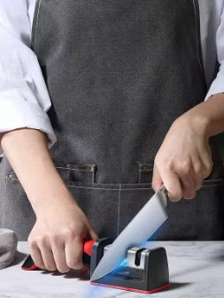 Afiador Amolador De Facas Em Aço Inox Com 3 Borda Profissional Base Emborrachado Promoção