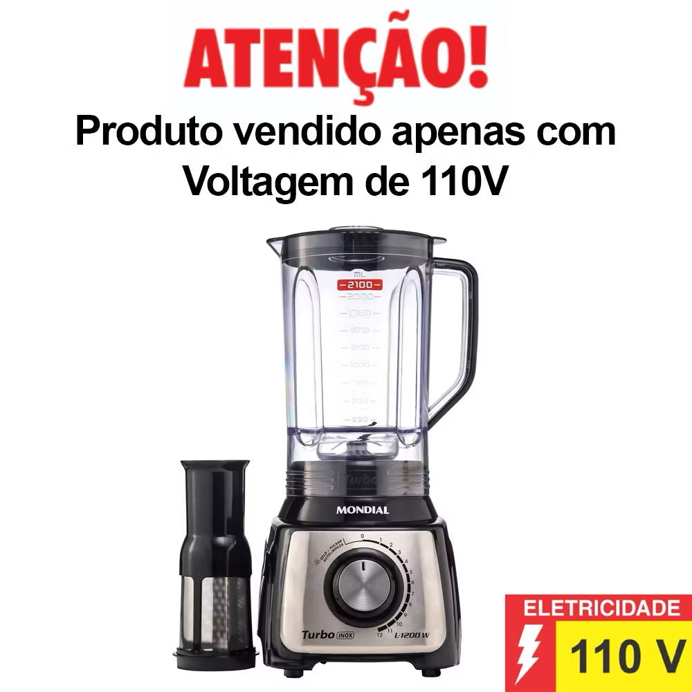 Liquidificador  Turbo 1200w 3L Inox L-1200 Preto