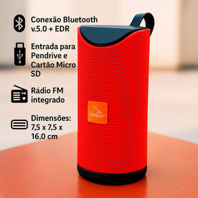 ￼Caixinha de Som Portátil Sem Fio Bluetooth MP3 Cartão SD Rádio FM PenDrive