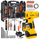 Kit Ferramentas Parafusadeira Furadeira Bivolt 127v 220v com Martelo Bits Trena Maleta